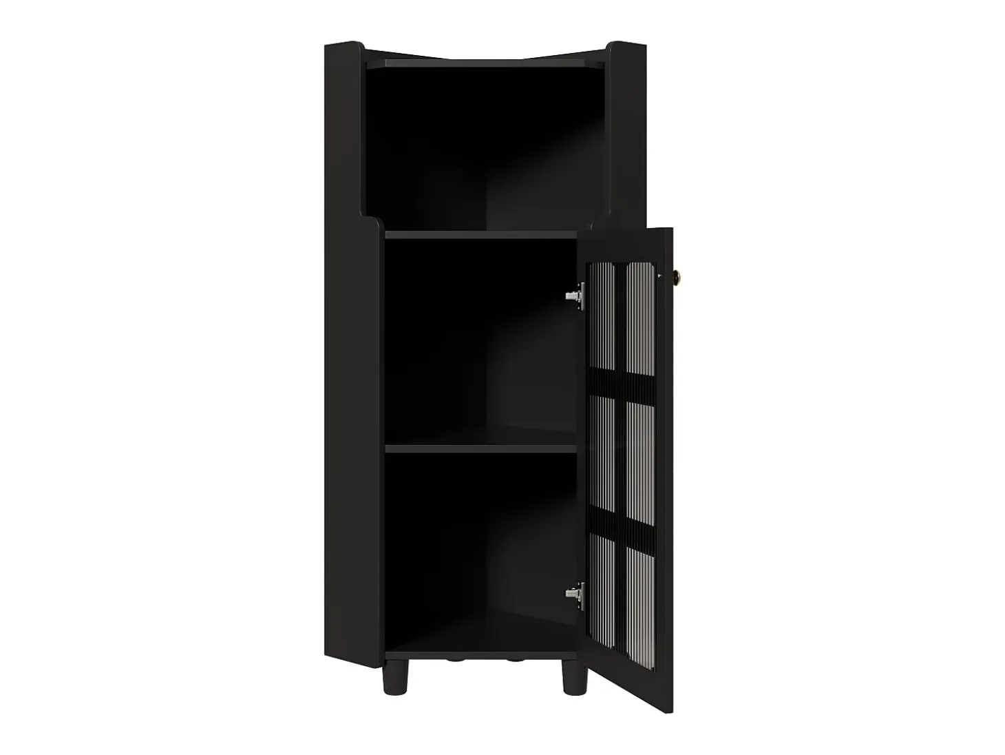 Vitrina esquinera negra - Con iluminación LED y 2 puertas de cristal