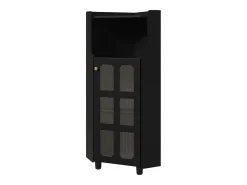 Vitrina esquinera negra - Con iluminación LED y 2 puertas de cristal