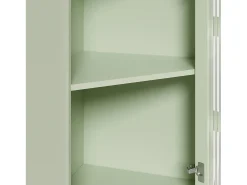 Vitrina esquinera verde con iluminación LED y 2 puertas de cristal - Madera MDF