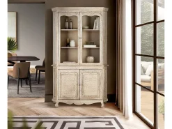 Vitrina fabricada a mano en madera de mango con 4 puertas