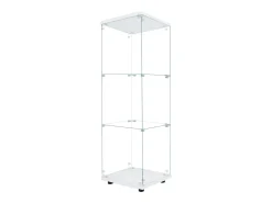 Vitrina GARHELPER de cristal – 3 estantes, 1 puerta, cristal templado, luz LED, color negro, 42 x 36 x 125 cm