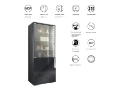 Vitrina Granada de Vladon, Armario Vitrina Made in Germany con Puerta de Cristal e Inserto de Cristal, antracita mate/blanco mate (50 x 122,5 x 34,5 cm)