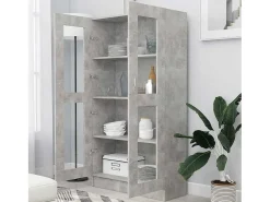 Vitrina gris hormigón 82,5x30,5x150 cm Madera de ingeniería