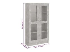 Vitrina gris hormigón 82,5x30,5x150 cm Madera de ingeniería
