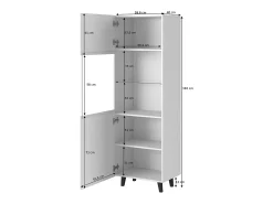Vitrina Gustave de 2 nichos de diseño estriado blanco mate