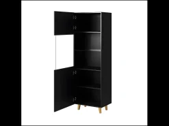 Vitrina Gustave de 2 nichos de diseño estriado en negro mate