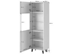 Vitrina Gustave de 2 nichos de diseño estriado en negro mate