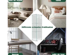 Vitrina individual abierta de tres capas + placa inferior negra con acabado claro