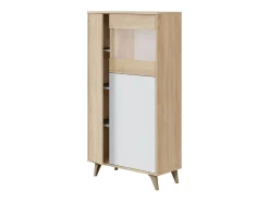 Vitrina Kikua 3 puertas roble canadian y blanco artik 142x77x33 cm