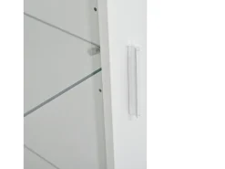 Vitrina lacada brillante 50x40x160 cm - con iluminación LED - Puerta de acrílico+1 cajón - Estantes de vidrio - Tableros de partículas - Blanco