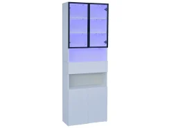 Vitrina LED blanca con 4 puertas y 1 cajón de almacenamiento - para salón y despacho