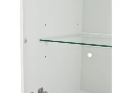 Vitrina LED blanca con puertas acrílicas y 3 estantes, 50x40x160 cm