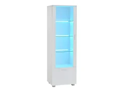 Vitrina LED blanca con puertas acrílicas y 3 estantes, 50x40x160 cm