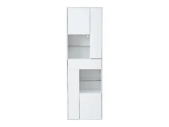 Vitrina LED con 1 cajón de almacenamiento, 4 puertas y estantes de cristal - blanca