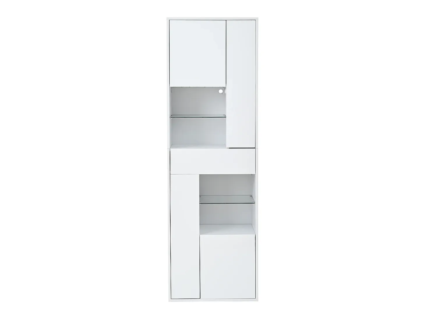 Vitrina LED con 1 cajón de almacenamiento, 4 puertas y estantes de cristal - blanca