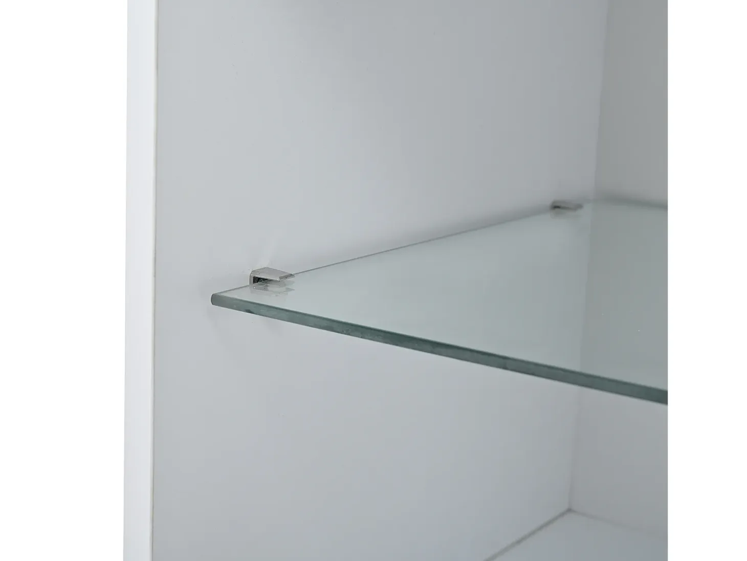 Vitrina LED con 1 cajón de almacenamiento, 4 puertas y estantes de cristal - blanca