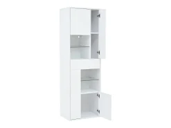 Vitrina LED con 1 cajón de almacenamiento, 4 puertas y estantes de cristal - blanca