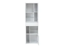 Vitrina LED con 1 cajón de almacenamiento, 4 puertas y estantes de cristal - blanca