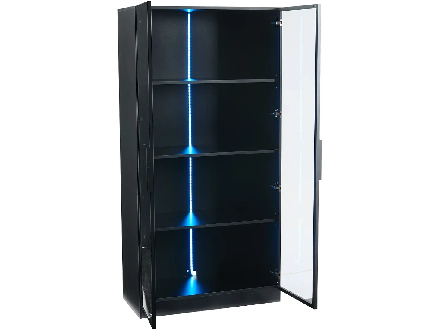 Vitrina LED de 16 colores, 80 x 40 x 160 cm, con dos puertas de cristal y estantes ajustables, color negro - para salones y oficinas