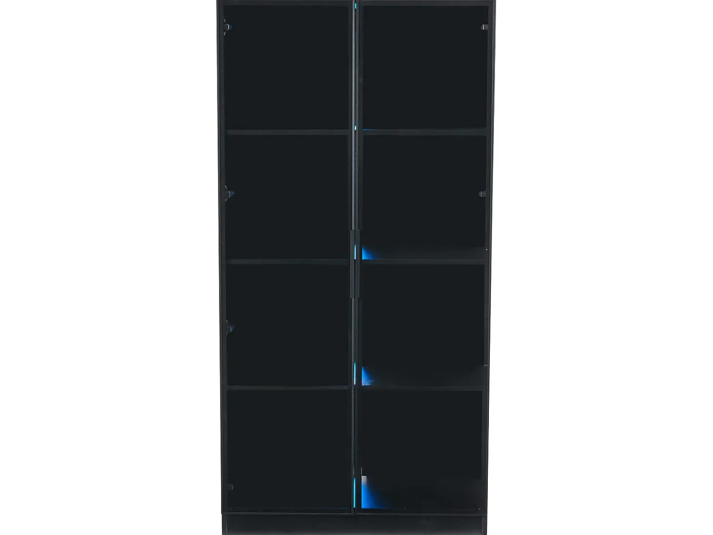 Vitrina LED de 16 colores, 80 x 40 x 160 cm, con dos puertas de cristal y estantes ajustables, color negro - para salones y oficinas