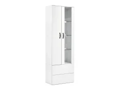 Vitrina LED de 16 colores, diseño moderno, aglomerado, color blanco (59,5x35x182 cm)