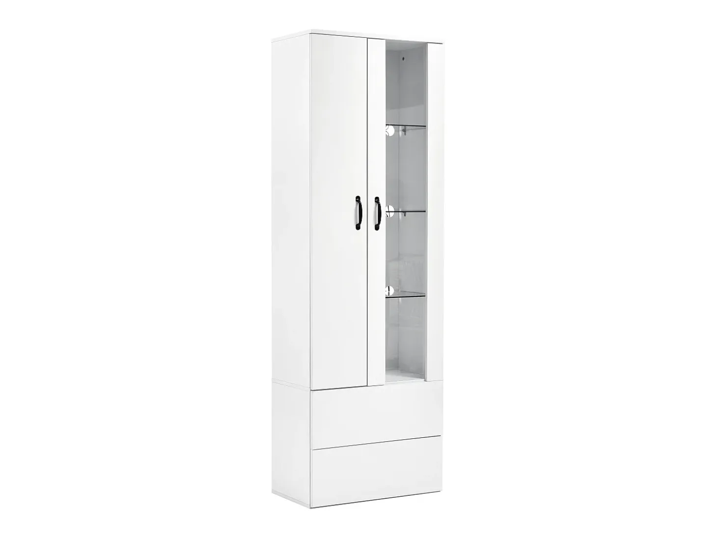 Vitrina LED de 16 colores, diseño moderno, aglomerado, color blanco (59,5x35x182 cm)