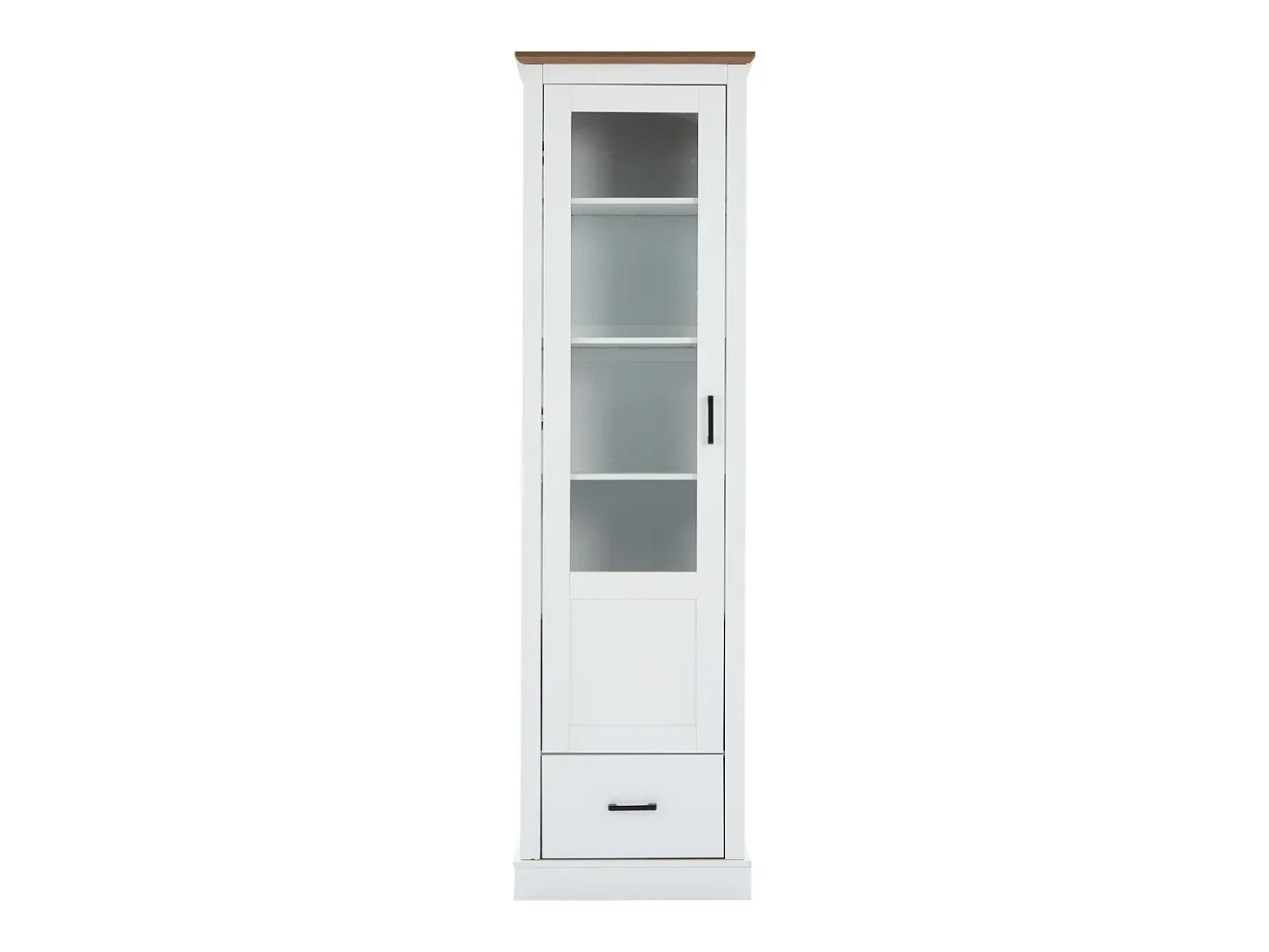 Vitrina LED moderna 50x35x178 cm - con iluminación LED - 1 cajón - 1 puerta de cristal - 5 compartimentos - blanco