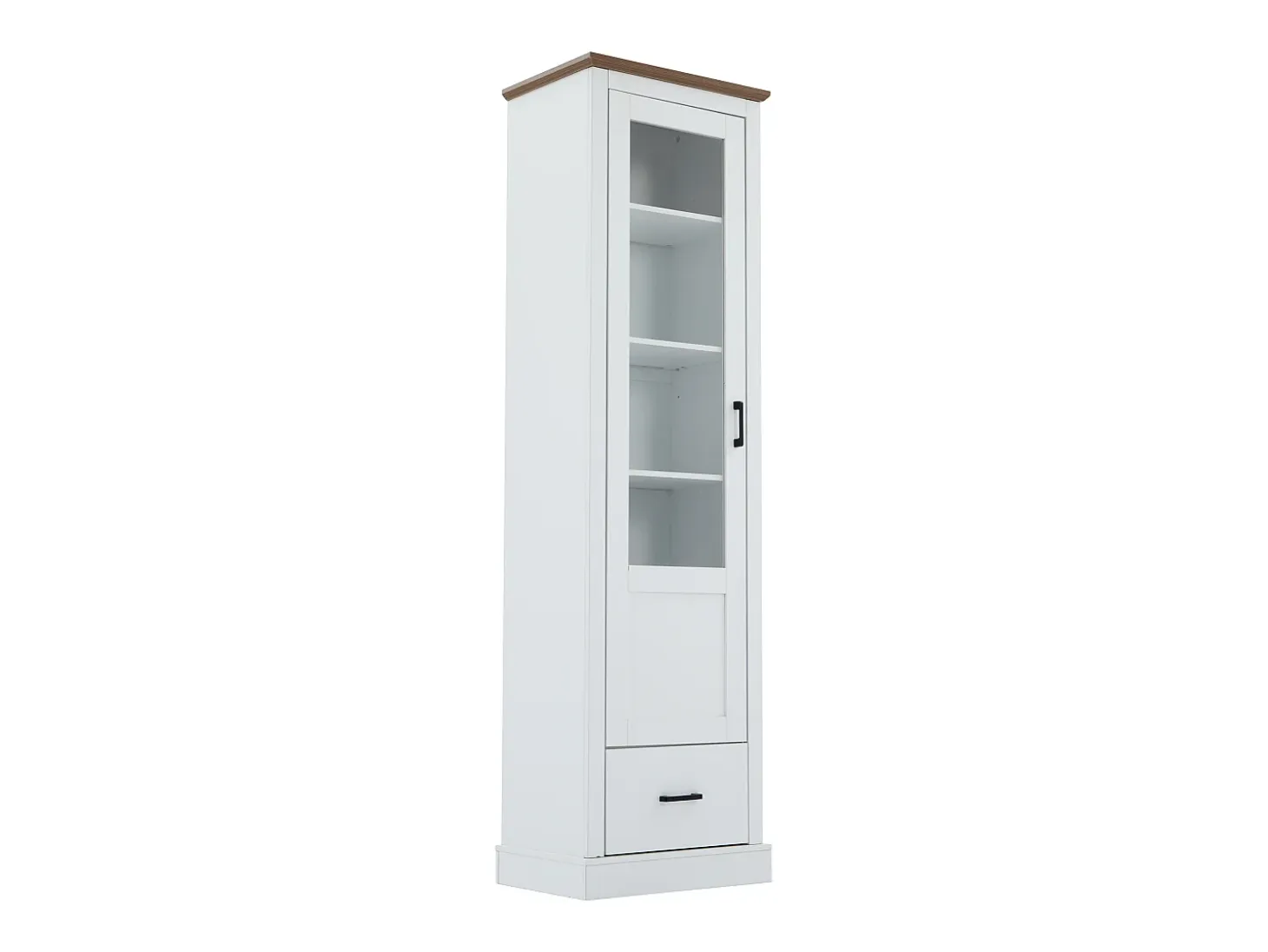 Vitrina LED moderna 50x35x178 cm - con iluminación LED - 1 cajón - 1 puerta de cristal - 5 compartimentos - blanco
