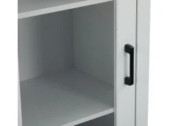 Vitrina LED moderna 50x35x178 cm - con iluminación LED - 1 cajón - 1 puerta de cristal - 5 compartimentos - blanco