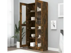 Vitrina madera contrachapada roble ahumado 82,5x30,5x185,5 cm