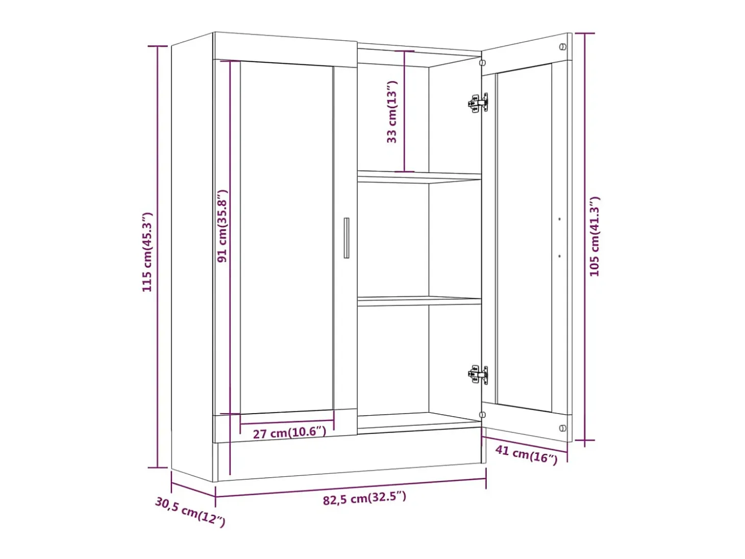 Vitrina madera contrachapada roble ahumado 82,5x30,5x115 cm