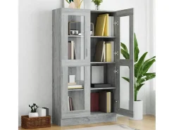 Vitrina madera contrachapada gris Sonoma 82,5x30,5x150 cm