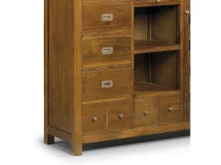 Vitrina Mindy madera maciza 2 puertas 7 cajones Orka 120 cm