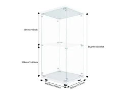 Vitrina moderna de cristal con 2 estantes de cristal, 1 puerta, iluminación LED y cerradura, 86 x 40,4 x 36,5 cm, color blanco