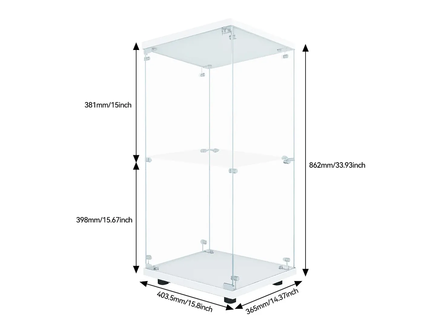 Vitrina moderna de cristal con 2 estantes de cristal, 1 puerta, iluminación LED y cerradura, 86 x 40,4 x 36,5 cm, color blanco