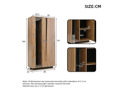 Vitrina moderna para salón - 80 x 35 x 160 cm - con 8 estantes + 2 puertas acrílicas + LED - aglomerado - natural