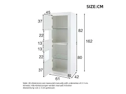 Vitrina moderna 61x42x162cm - con iluminación LED - con 2 puertas - blanca