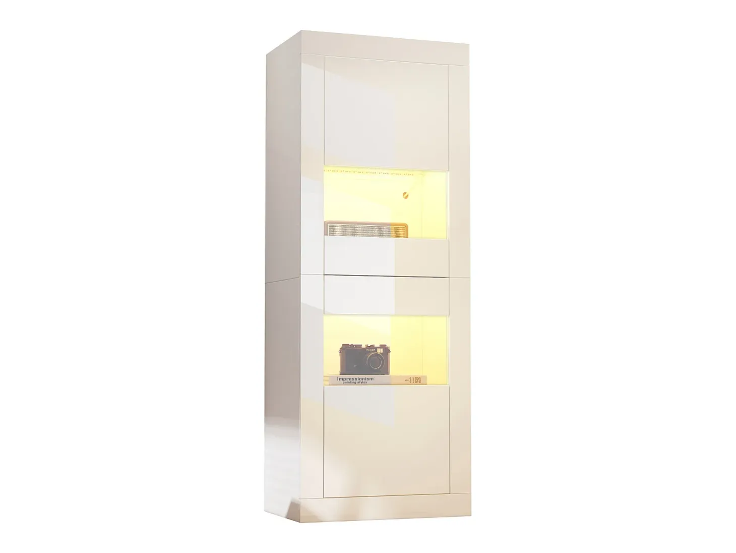 Vitrina moderna 61x42x162cm - con iluminación LED - con 2 puertas - blanca