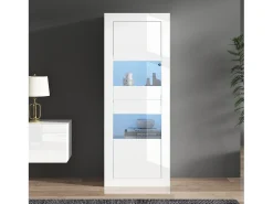 Vitrina moderna 61x42x162cm - con iluminación LED - con 2 puertas - blanca