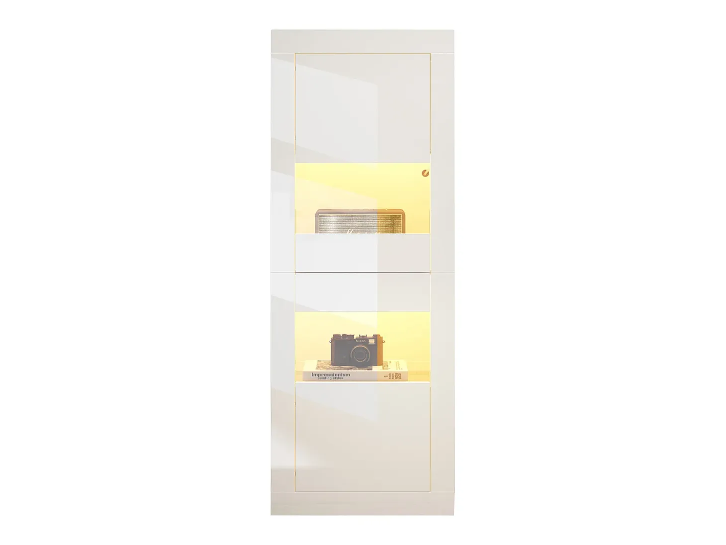 Vitrina moderna 61x42x162cm - con iluminación LED - con 2 puertas - blanca