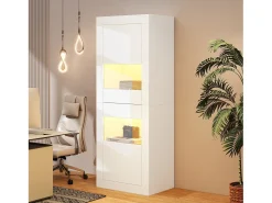 Vitrina moderna 61x42x162cm - con iluminación LED - con 2 puertas - blanca
