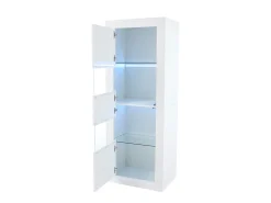Vitrina moderna 61x42x162cm - con iluminación LED - con 2 puertas - blanca