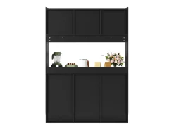 Vitrina negra - Mueble de comedor con 5 puertas y 1 cajón - estantes regulables y luces LED