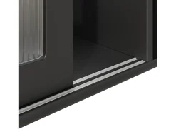 Vitrina negra - Mueble de comedor con 5 puertas y 1 cajón - estantes regulables y luces LED
