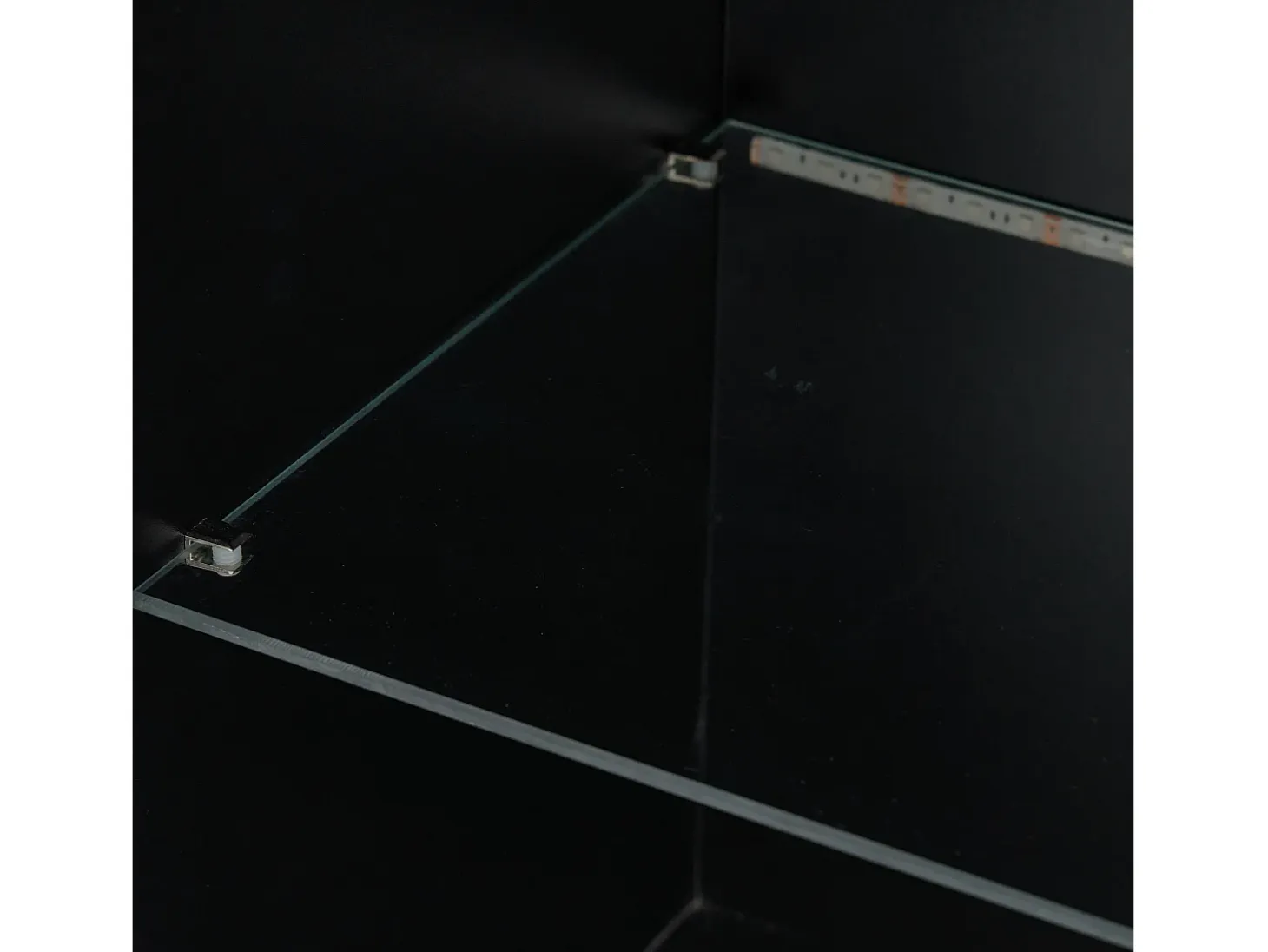Vitrina negra brillante con iluminación LED - Armario alto para salón - Mueble de almacenaje - 45x35x160 cm