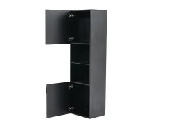 Vitrina negra brillante con iluminación LED - Armario alto para salón - Mueble de almacenaje - 45x35x160 cm