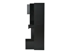 Vitrina negra con 1 cajón, 4 puertas e iluminación LED, estantes de cristal, 55x38x170 cm