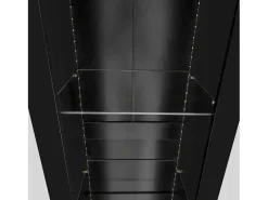 Vitrina negra con iluminación LED, 55 x 38 x 166 cm, 3 compartimentos, para salón y oficina