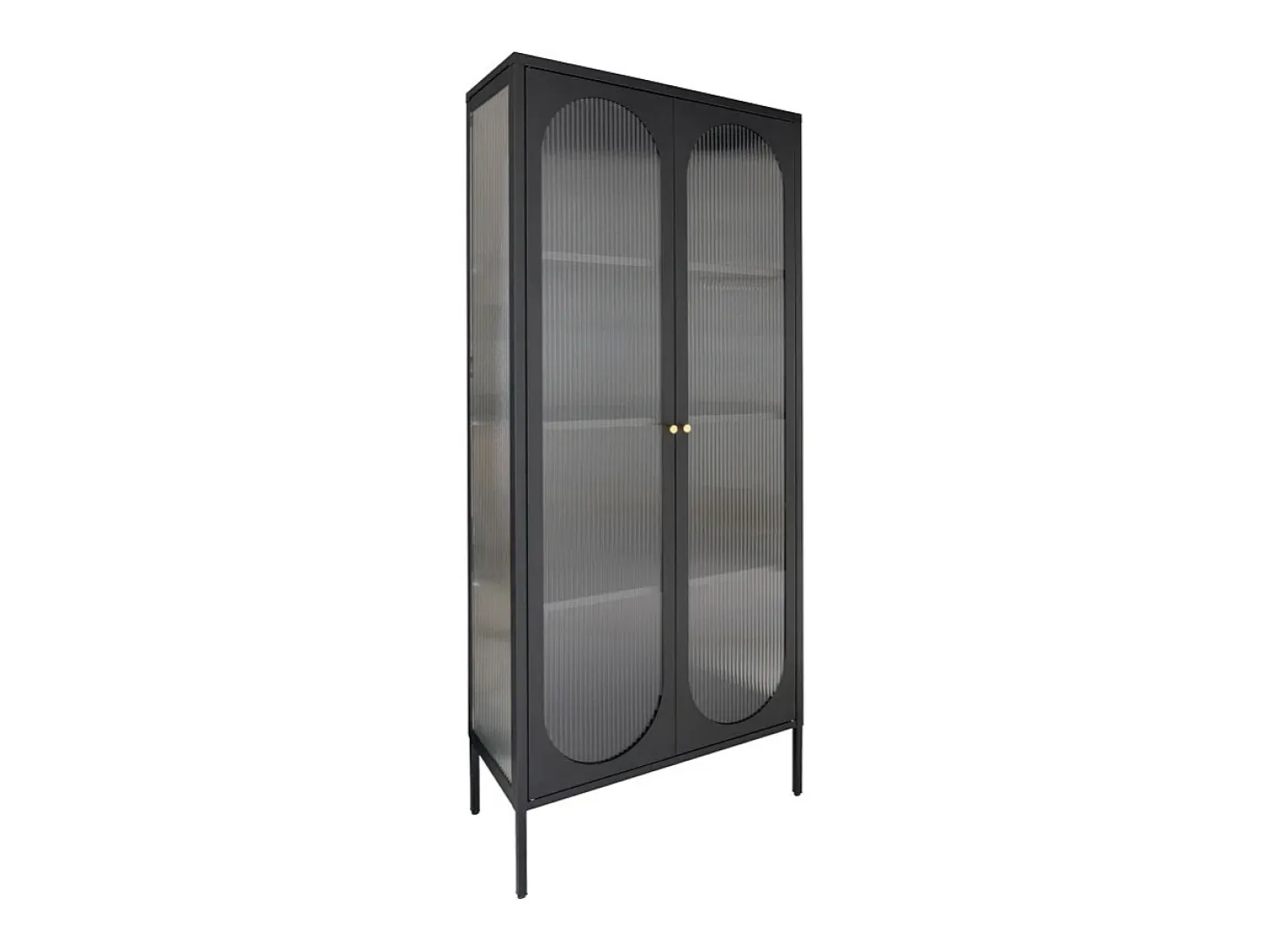 Vitrina negra con puerta de cristal ondulado 80x35x180 cm
