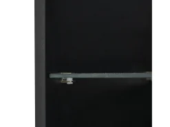 Vitrina negra de alto brillo con 2 puertas y 1 estante de cristal, LED incluido - 45x35x160cm